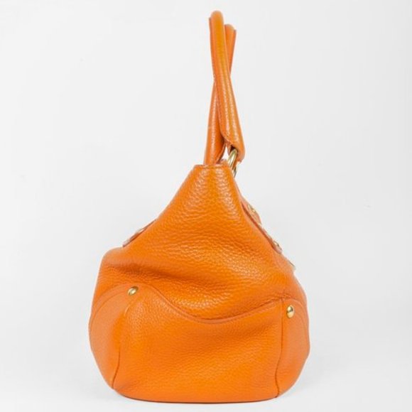 Prada Daino Push-Lock Orange Leather Tote - Picture 3 of 11